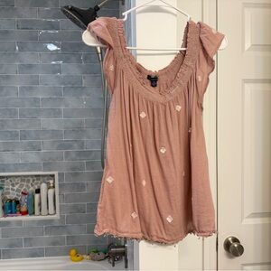 American Eagle Outfitters Dusty Rose Embroidered Peasant Camisole